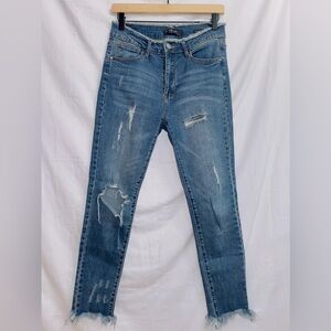 Black Label Dark Wash Denim High Rise Frayed Hem Ankle Length Jean size 7/29